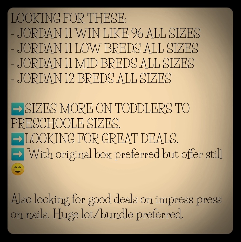 ISO : JORDAN and IMPRESS NAILS